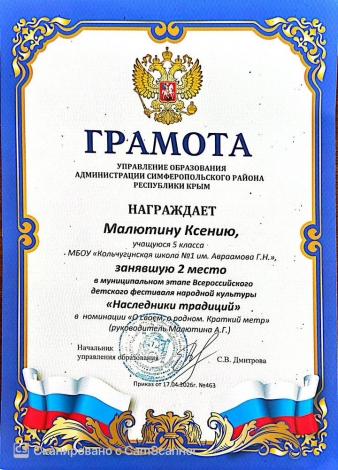 Малютина Ксения \"Наследники традиций\"